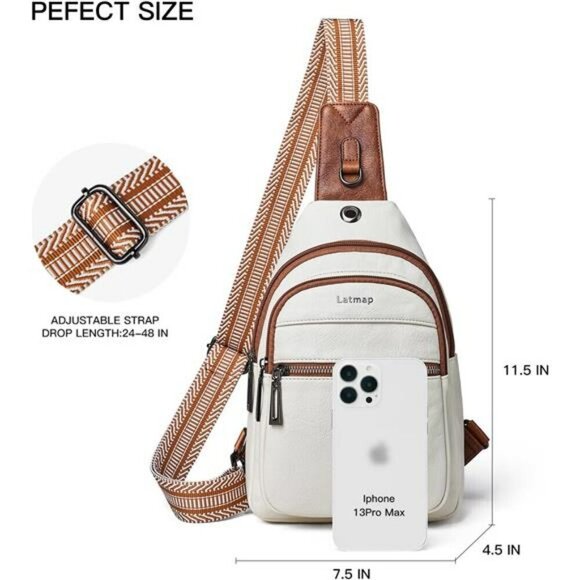Faux Leather Sling Crossbody Bag Fanny Pack for Women Men Travel Purse Tote main image 5